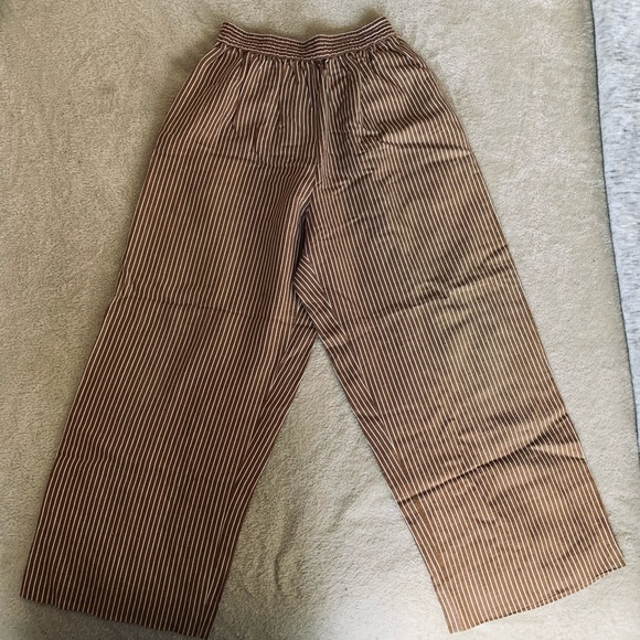 Jones + Co Br and Wh Striped Linen Wide Pants - Picture 6 of 7